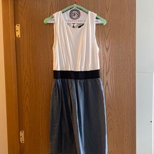 White and gray color block dress